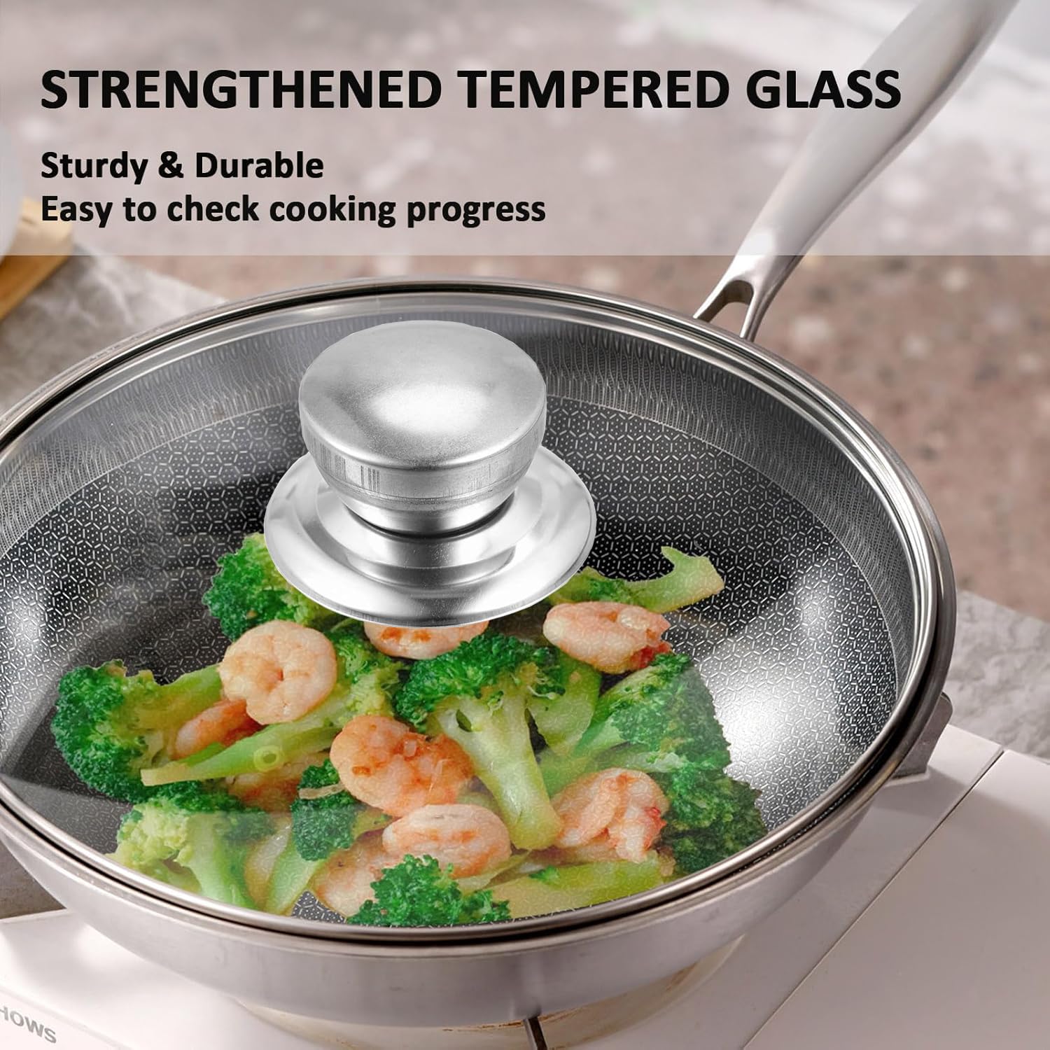 Laplad lid with heat-resistant handle for safer handling