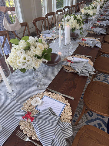 Laquedecraft round placemat set complements chargers and dinnerware beautifully.