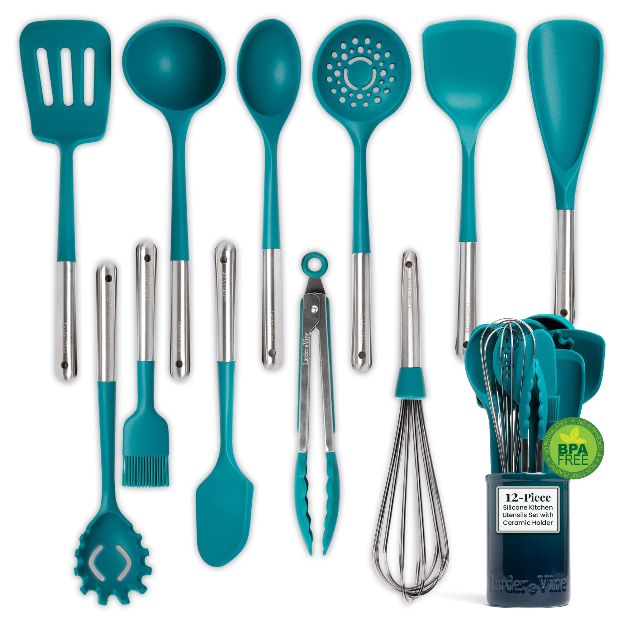 Larder & Vine Bondi silicone whisk in action for silky sauces.