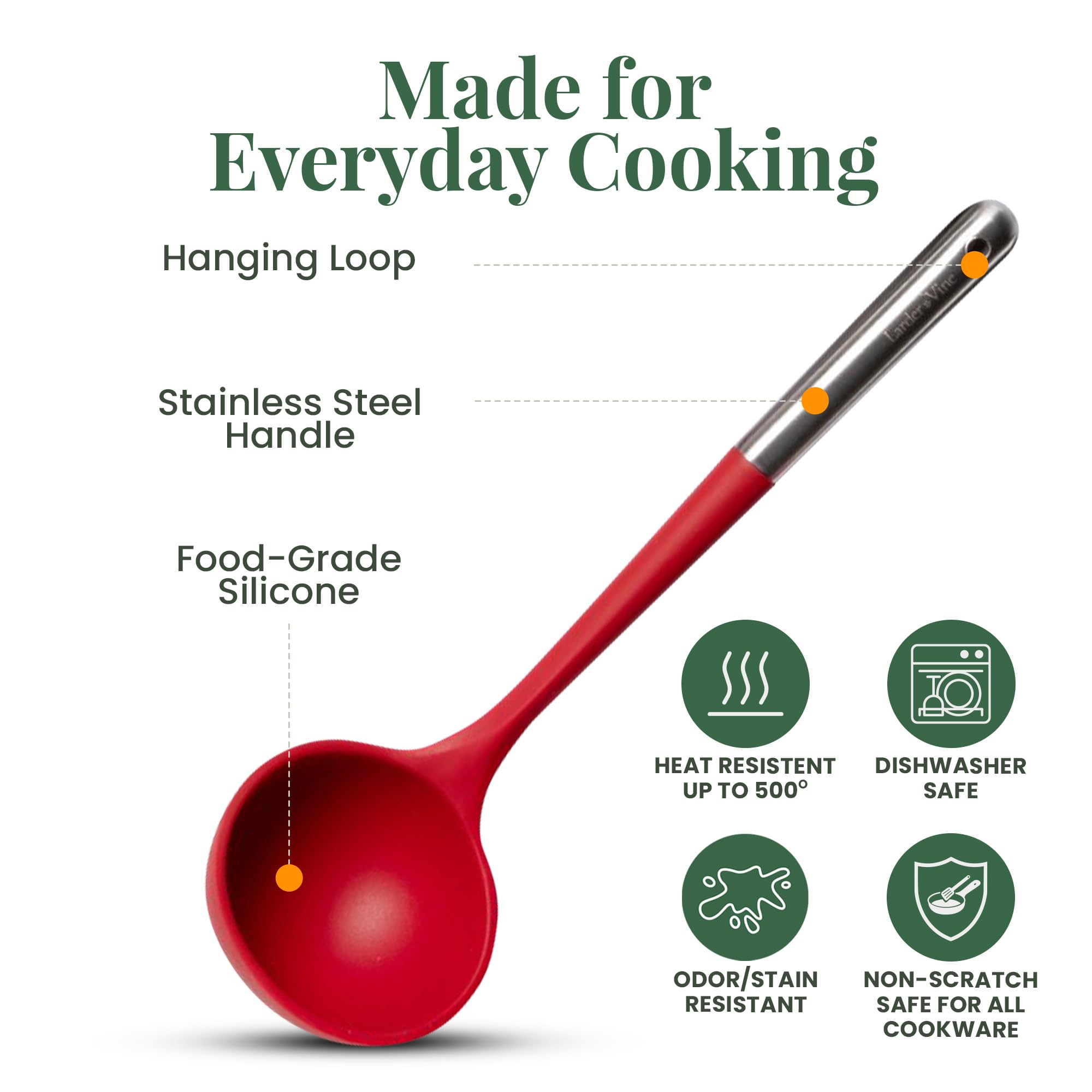 Larder & Vine dishwasher-safe-utensils arranged for easy cleanup