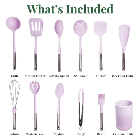 Larder & Vine silicone heads withstand heat up to 500°F, protecting cookware during high-heat tasks.