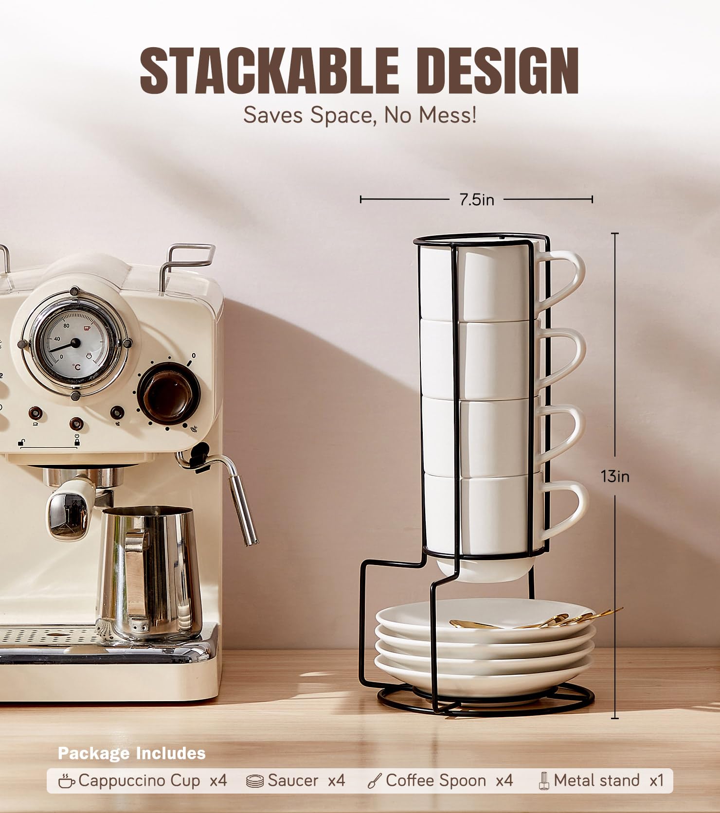 Lareina cappuccino set in use highlights rich froth and comfortable grip.