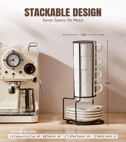 Lareina cappuccino set in use highlights rich froth and comfortable grip.