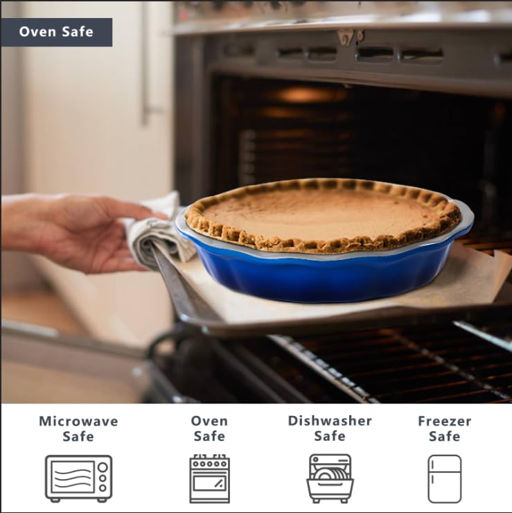 Lareina deep-dish pie pan 9-inch blue supports generous fillings and stable slices.