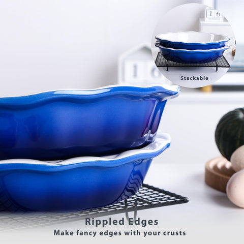 Non-stick feel of Lareina pie pan aids quick release after baking.