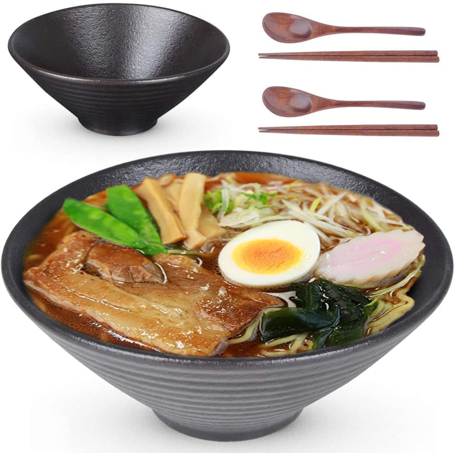 Lareina ceramic ramen bowls 6-piece set for elegant home serving.