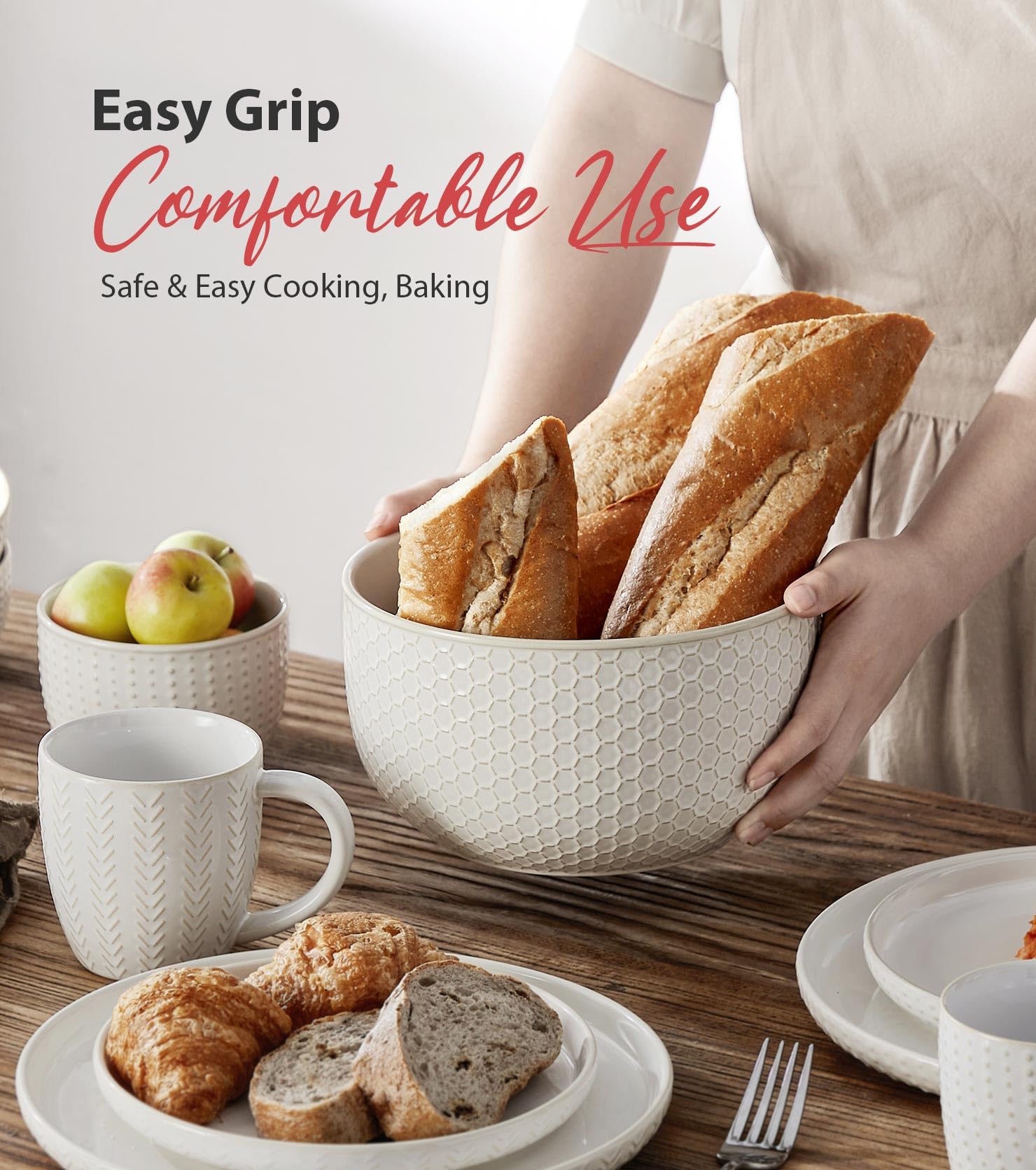 Lareina top rack dishwasher safe stoneware bowls for easy cleanup