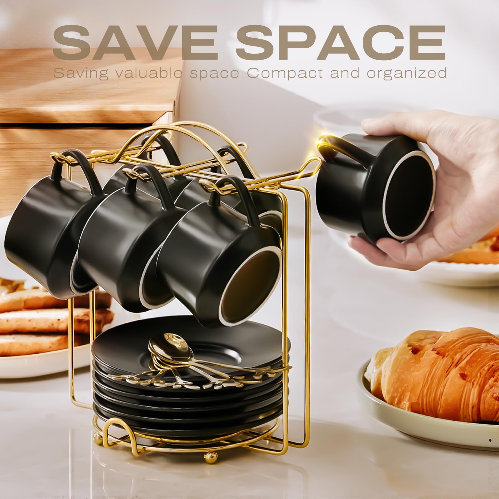 Lareina 3oz espresso cup highlights compact size for bold shots.