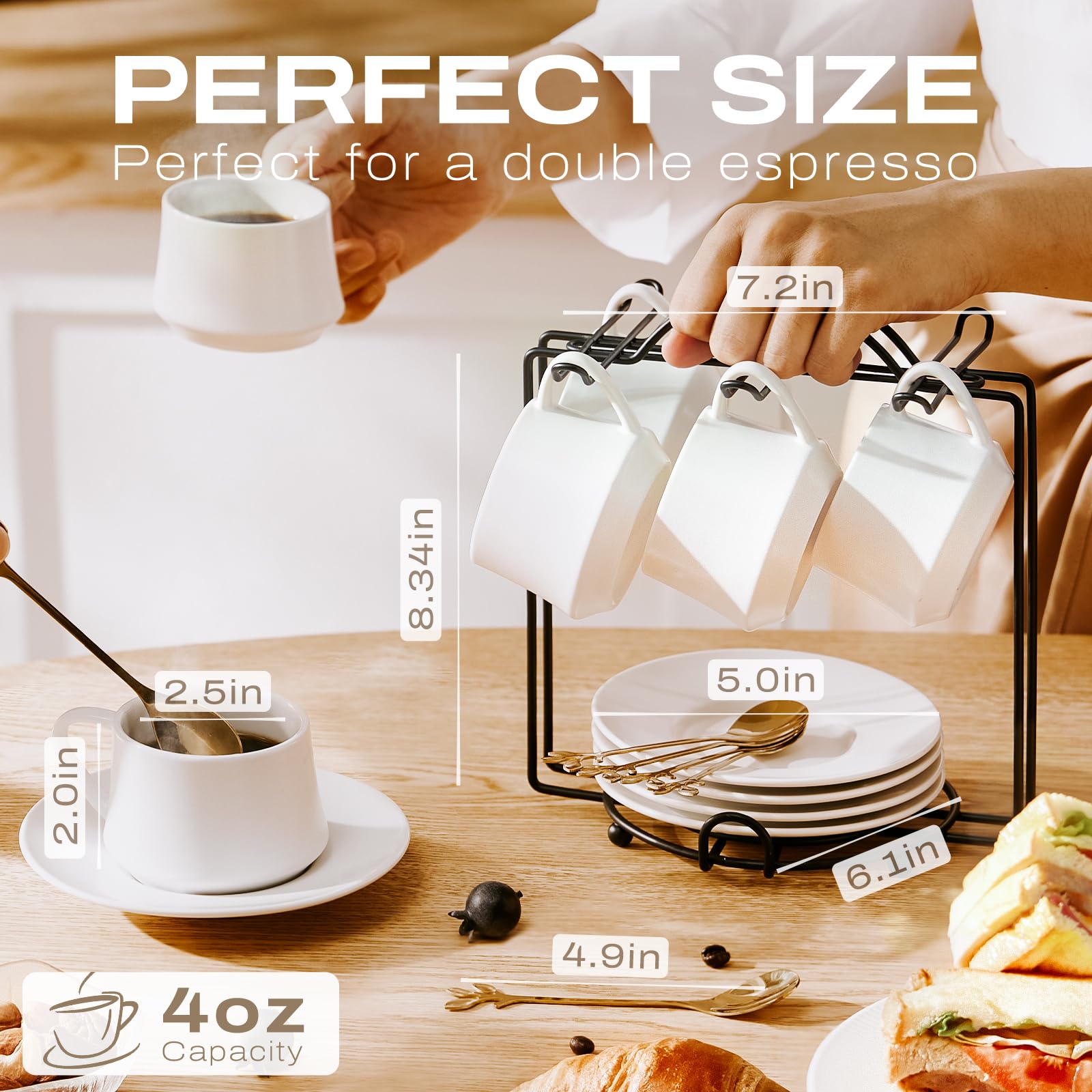 Lareina spoons paired with cups create a tidy, coordinated table setting.