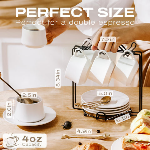 Lareina spoons paired with cups create a tidy, coordinated table setting.