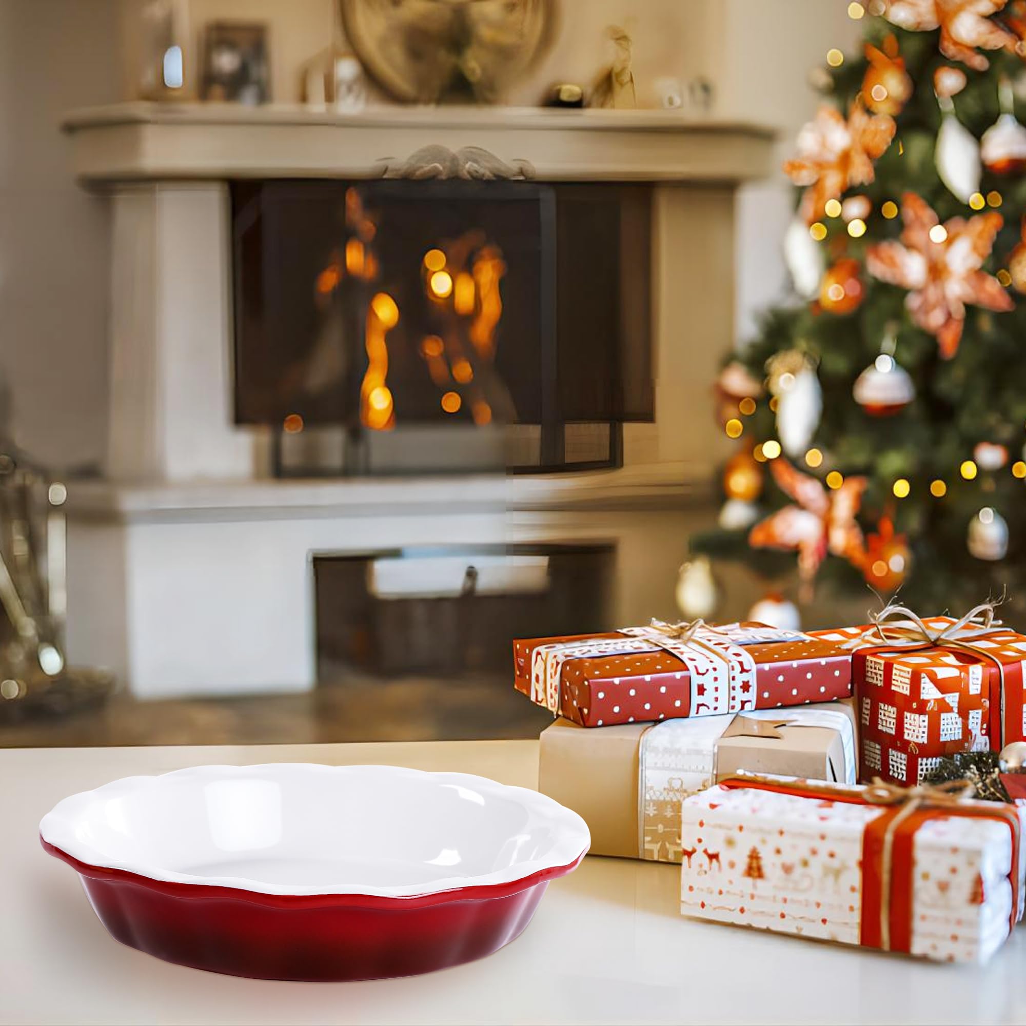 Lareina pie pan crimp-friendly fluted rim helps achieve crisp decorative edges.