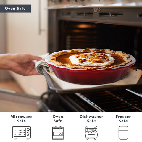 Lareina pie pan provides even heat for golden crusts and evenly cooked fillings.
