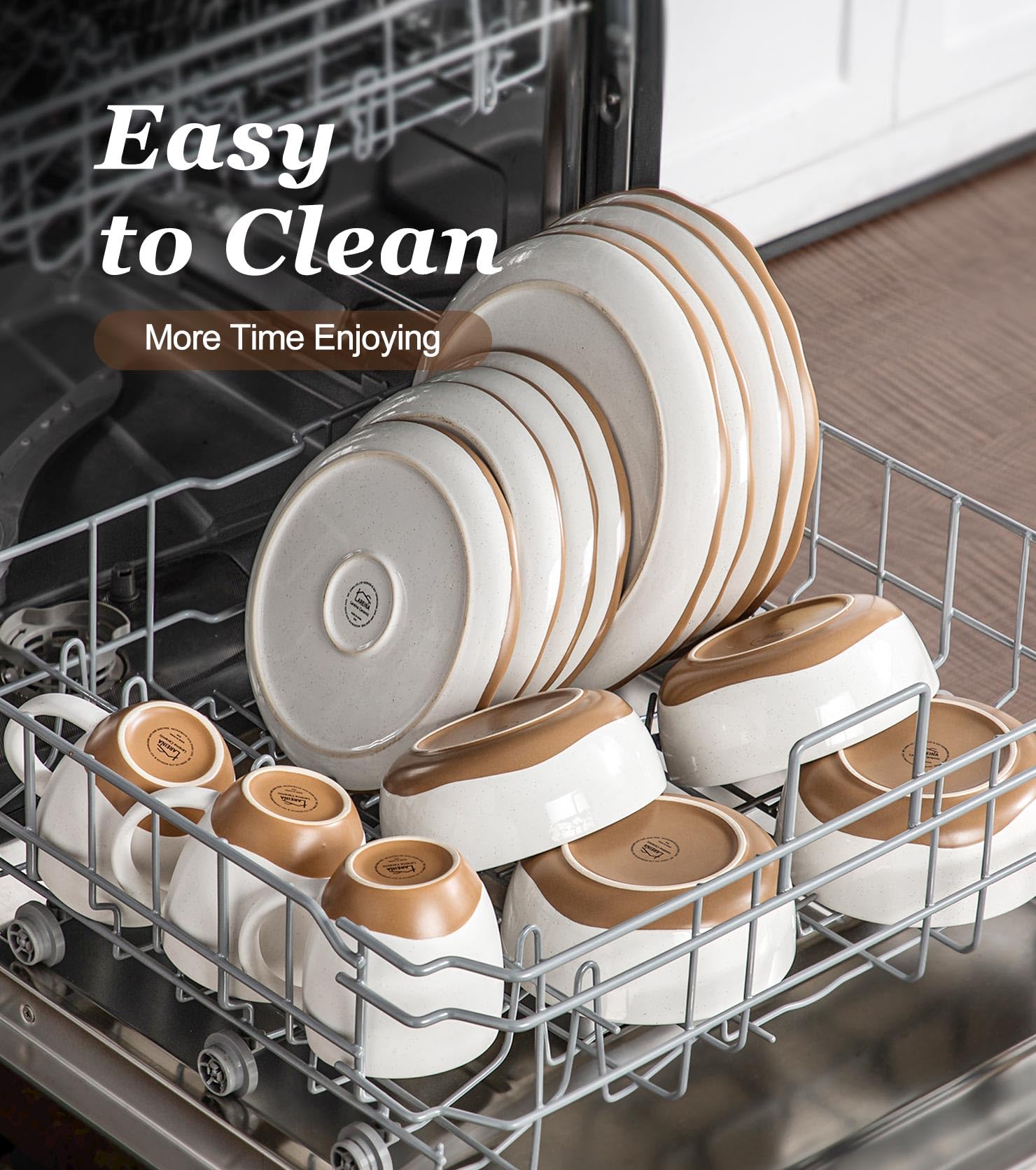 Lareina dishwasher and microwave-safe set simplifies cleanup and reheating routines