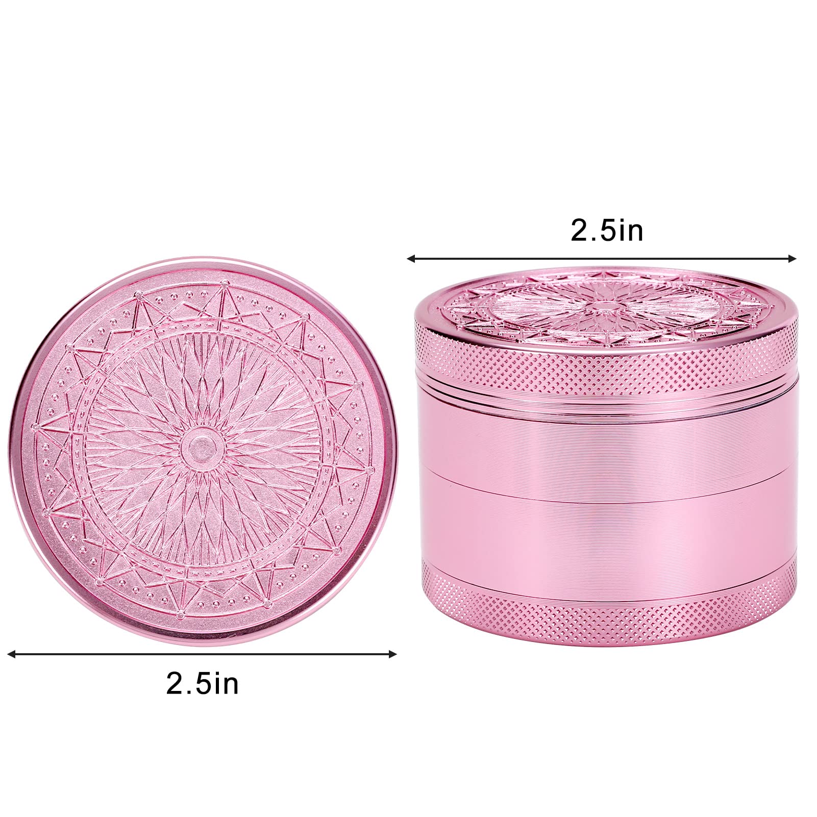 Large Kitchen Grinder 2.5 Inch Pink compact design saves space on counters.