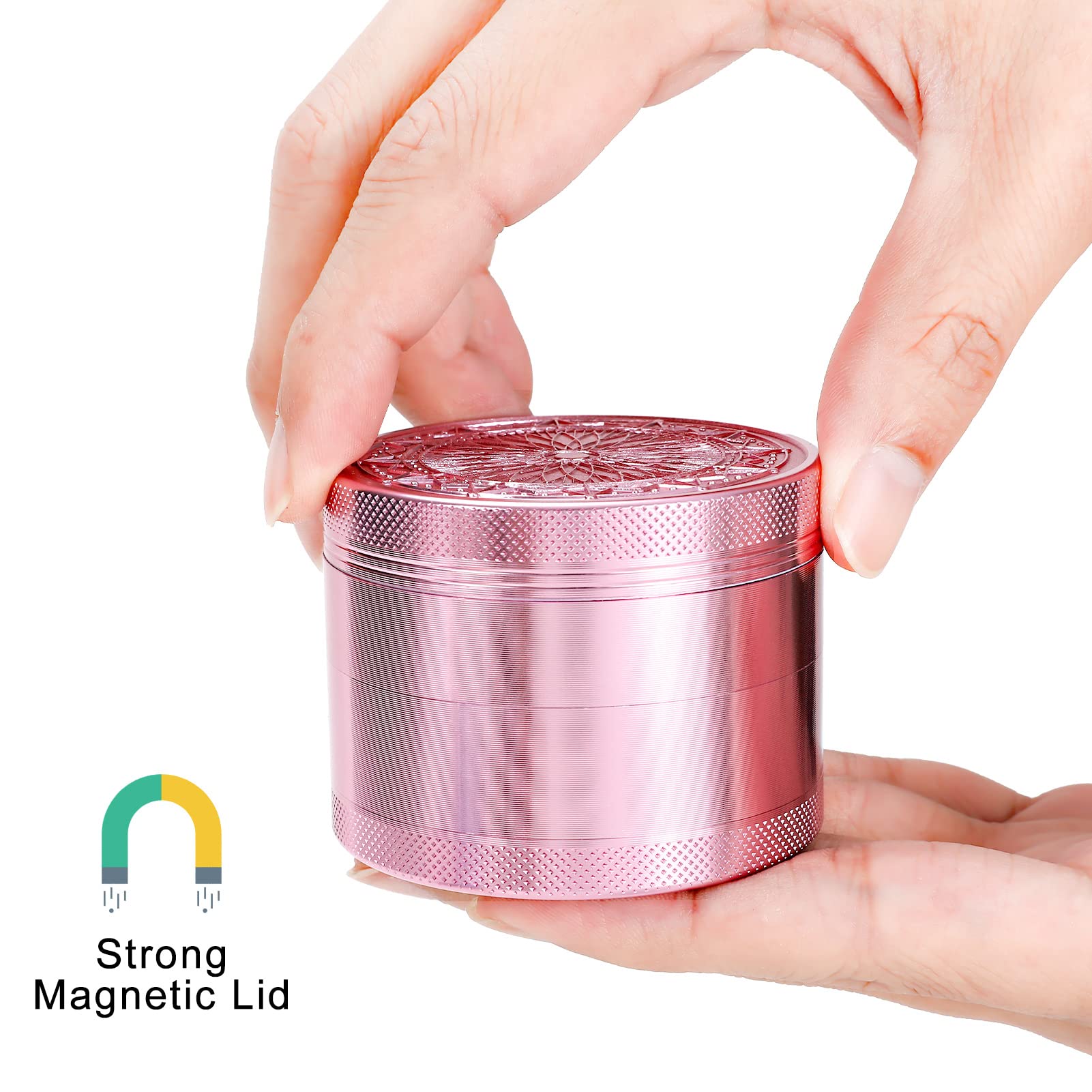 Large Kitchen Grinder 2.5 Inch Pink ideal for dry spices and herbs.
