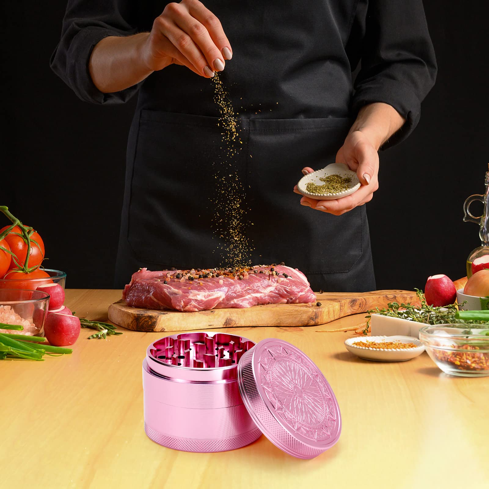 Large Kitchen Grinder 2.5 Inch Pink gift-ready packaging suits home cooks.