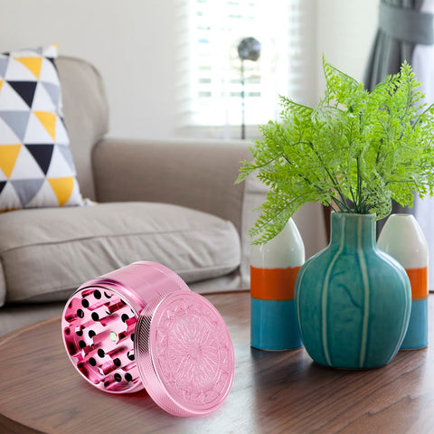 Large Kitchen Grinder 2.5 Inch Pink textured surface provides a secure grip.