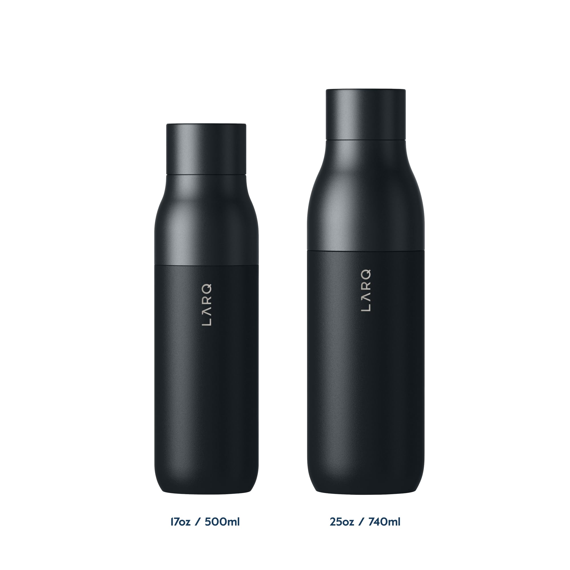 LARQ PureVis 17oz side angle highlights ergonomic shape for comfortable grip during workouts.