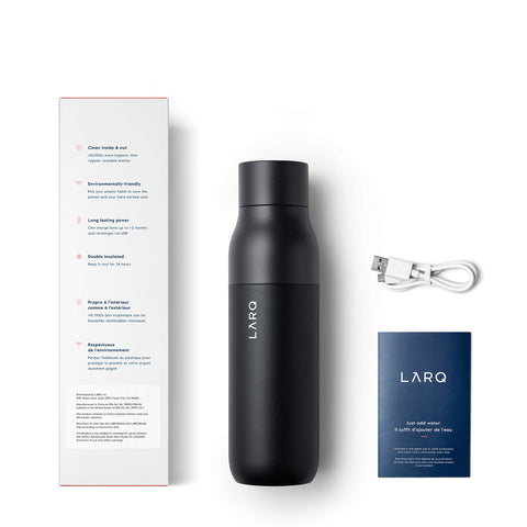 LARQ PureVis insulated stainless body keeps beverages cold or hot for hours.