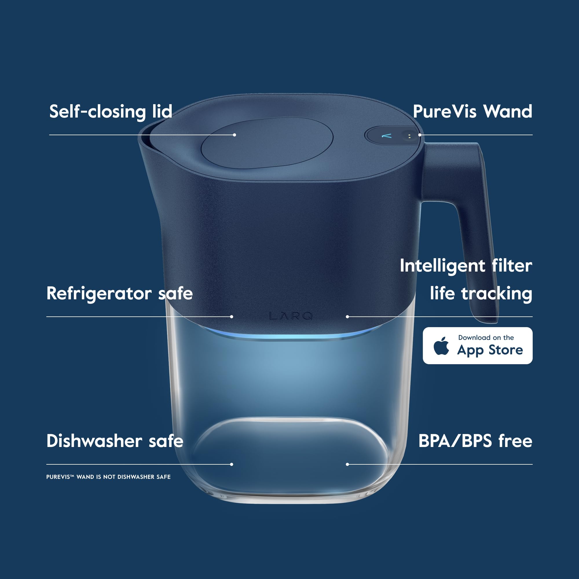 LARQ PureVis UV purification light activates to help deliver clean water.