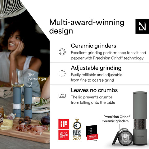 Lagom adjustable ceramic grinder by LARS NYSØM for precise seasoning