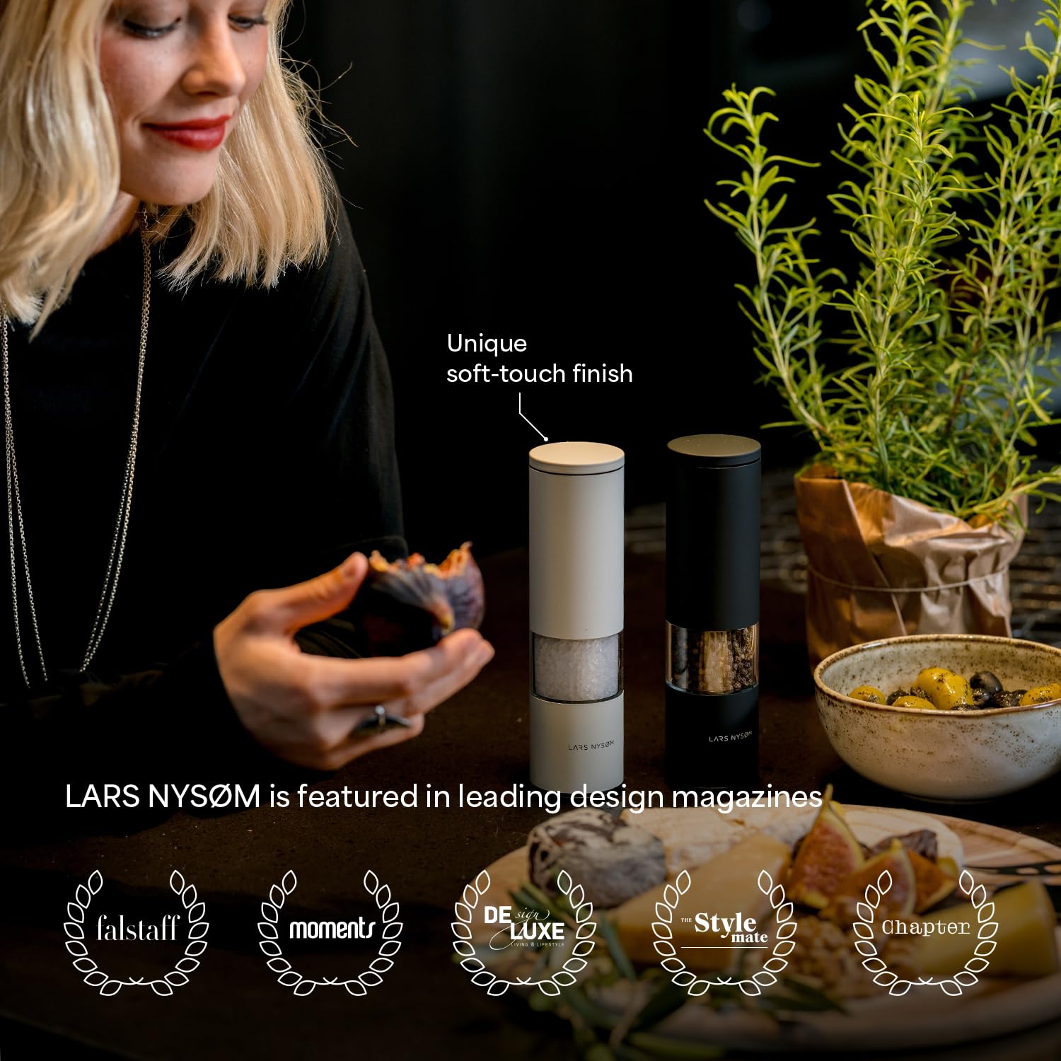 LARS NYSØM Lagom ceramic grinder adjustment dial close-up for customizable grind size.