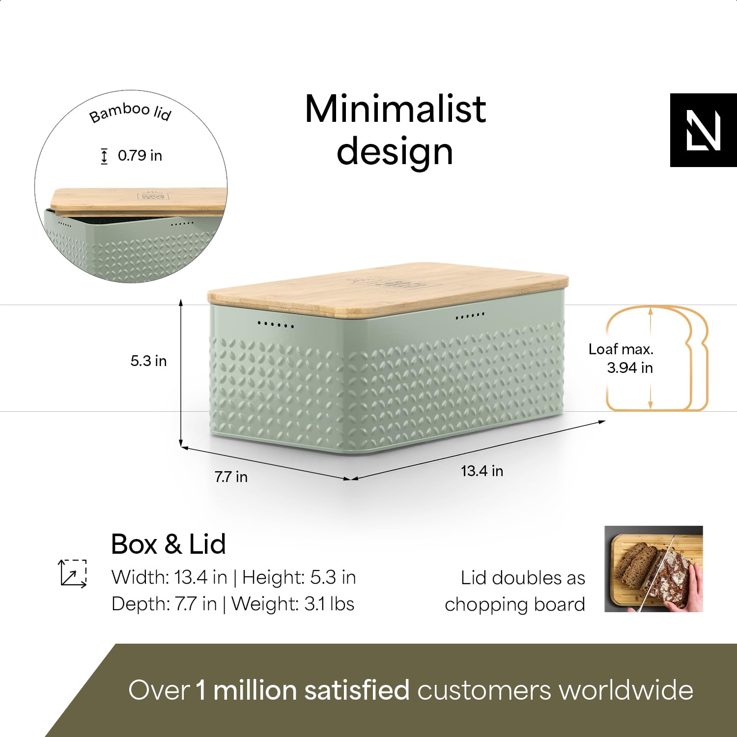LARS NYSØM bread box shows three-sided ventilation to promote air circulation.