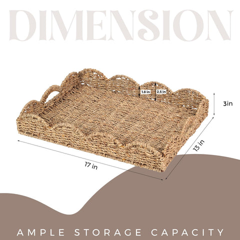 LASIDO seagrass tray with built-in handles, convenient for carrying snacks