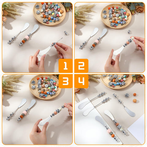Lasnten charcuterie-board accessory pack shows six decorative spreaders for stylish entertaining.