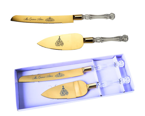 Lassos Boutique Mis Quince Años engraved cake knife for stylish quinceañera cake cutting