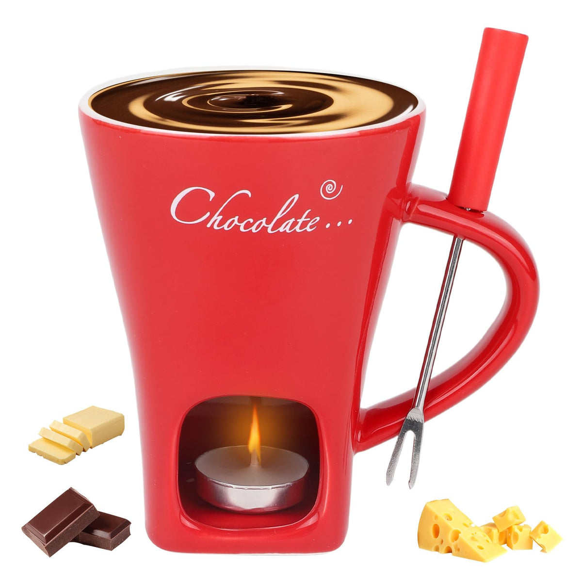 Lasuroa chocolate fondue cup in red for cozy melting moments at home