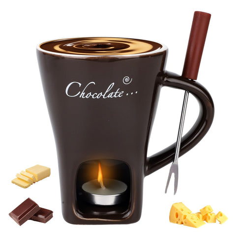 Lasuroa chocolate fondue mug front view for cozy dipping moments.