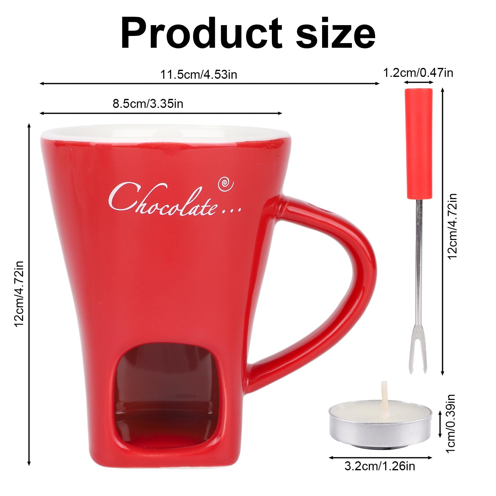 Lasuroa fondue fork with cup for easy dipping and dessert sharing