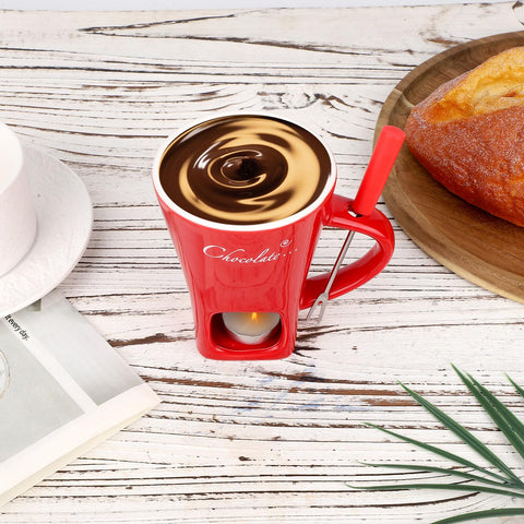 Lasuroa tea light candle heating the fondue safely during evenings