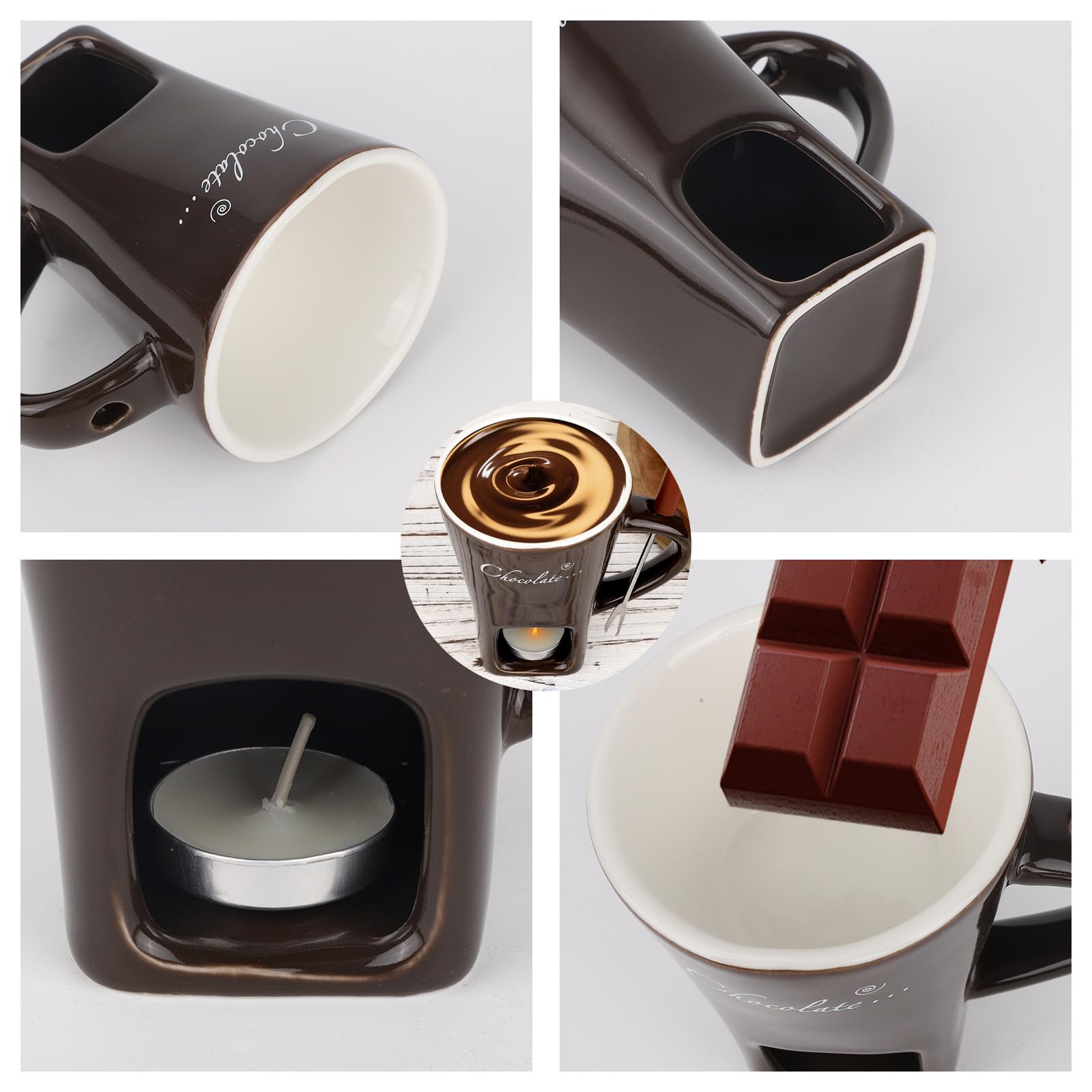Lasuroa tealight candle provides warm heat for fondue.