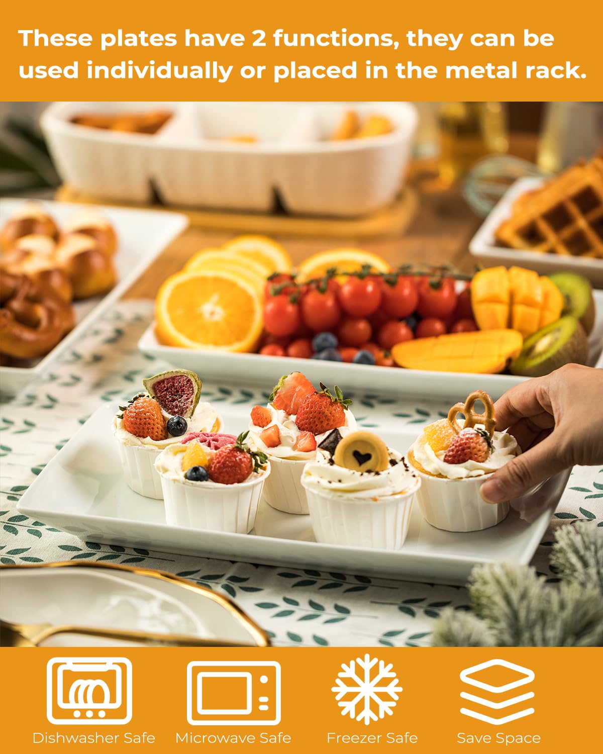 LAUCHUH bronze frame accents a clean, elegant catering display for tables.