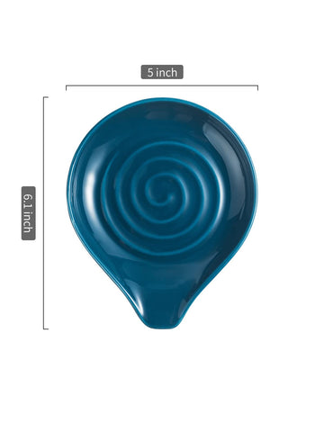 LAUCHUH blue porcelain spoon holder fits ladles spatulas and tongs on the counter