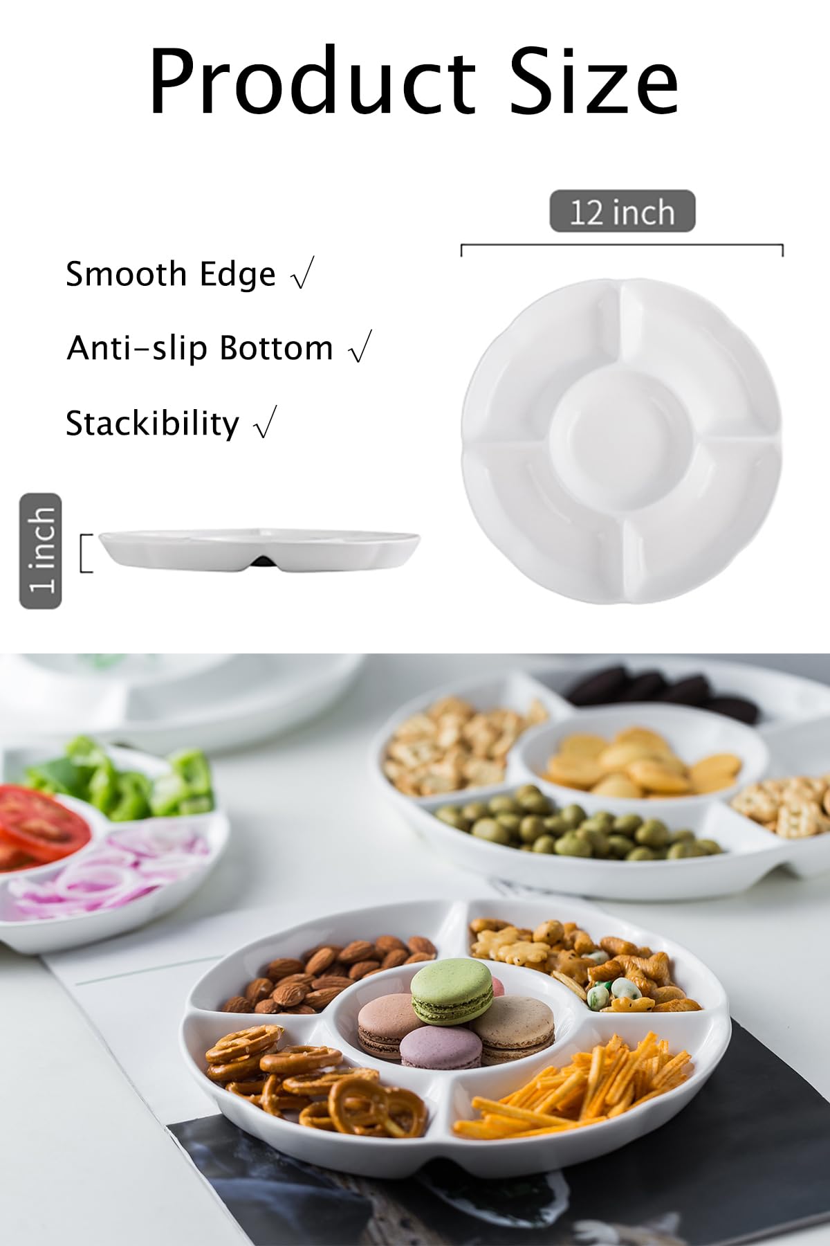 Lauchuh chip and dip serving set with five compartments for dips