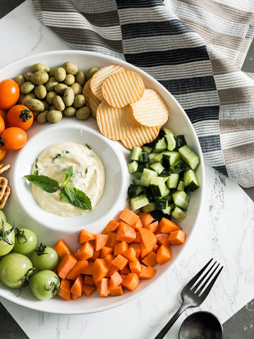 LAUCHUH divided serving tray showcasing cheeses and crackers neatly