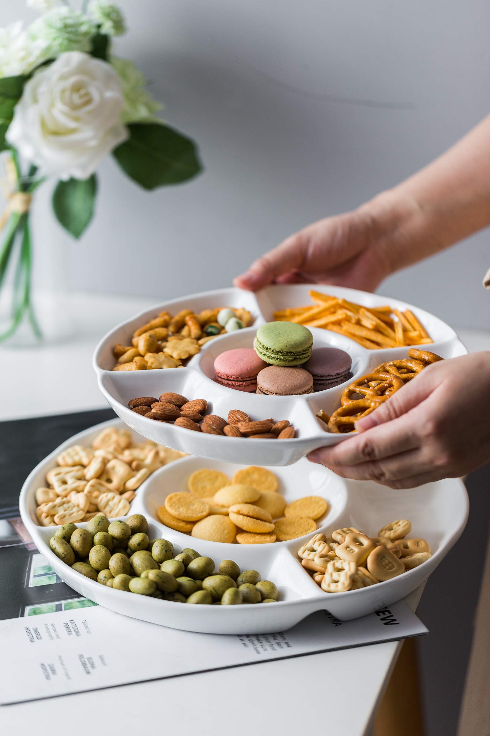 Lauchuh porcelain chip and dip tray ideal for parties and buffets