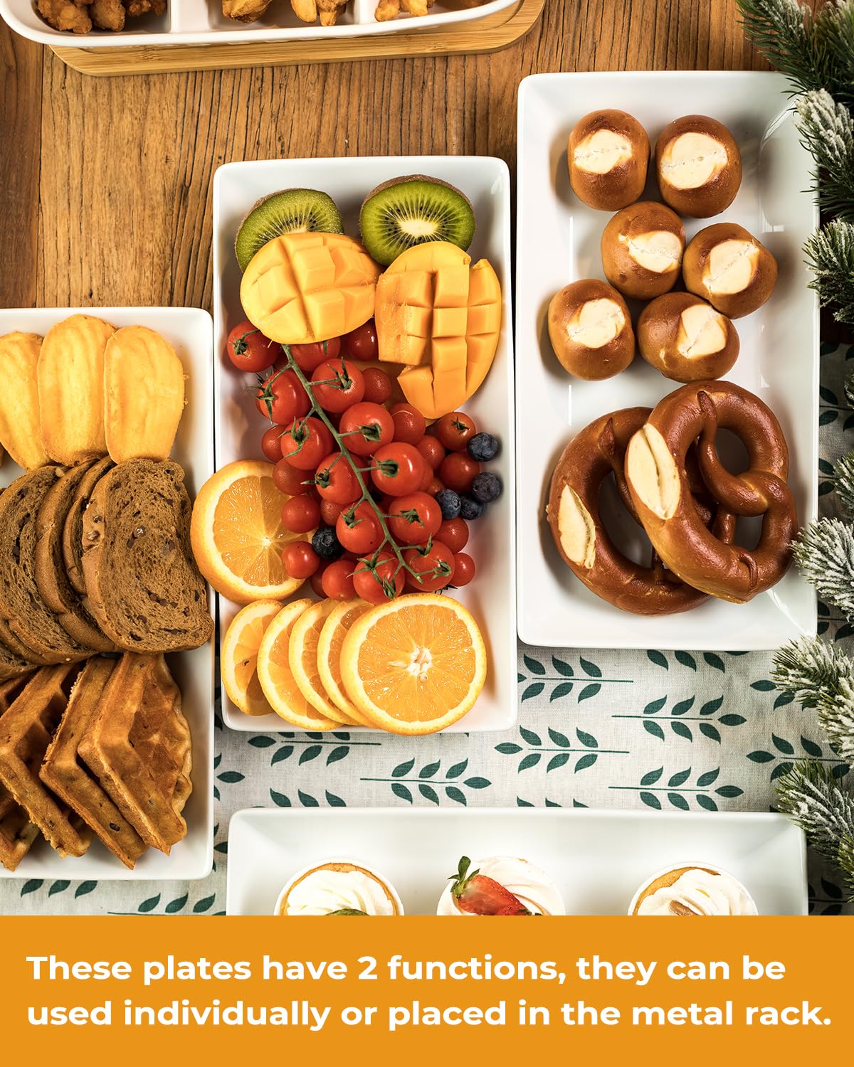 LAUCHUH fruit and dessert display on a tiered stand for gatherings.