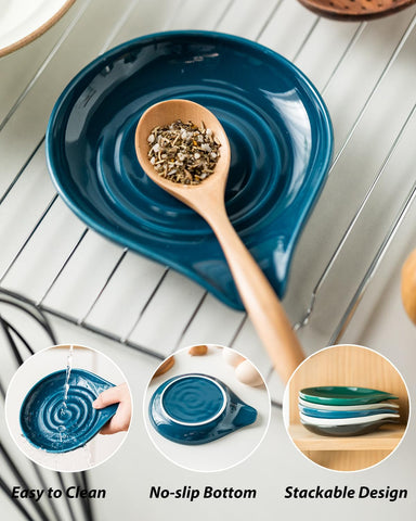 LAUCHUH two-piece spoon rest nests neatly to save space when cooking