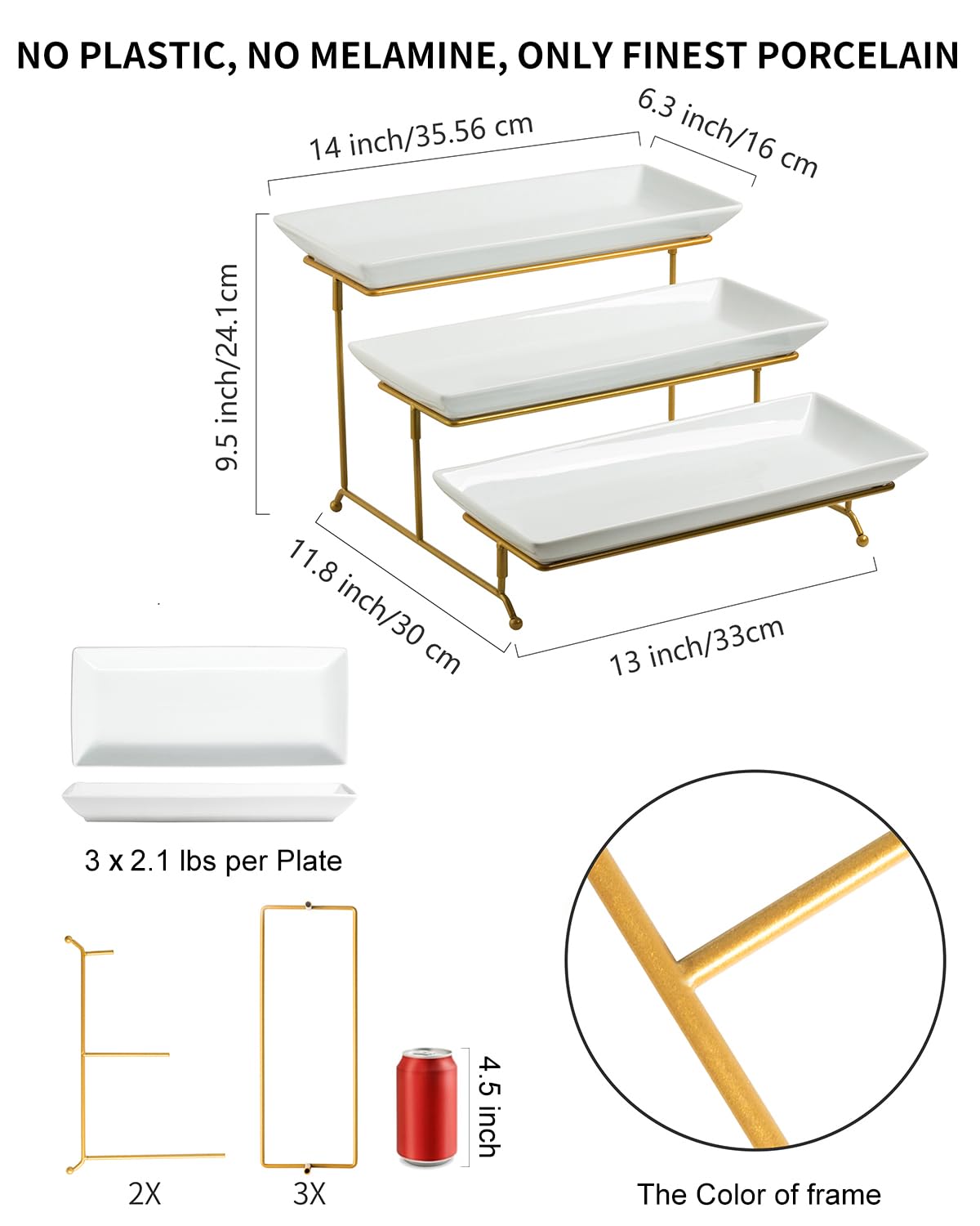 LAUCHUH large 3-tier stand side view highlighting collapsible design.