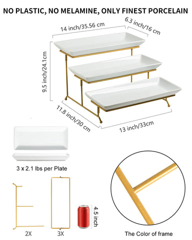LAUCHUH large 3-tier stand side view highlighting collapsible design.