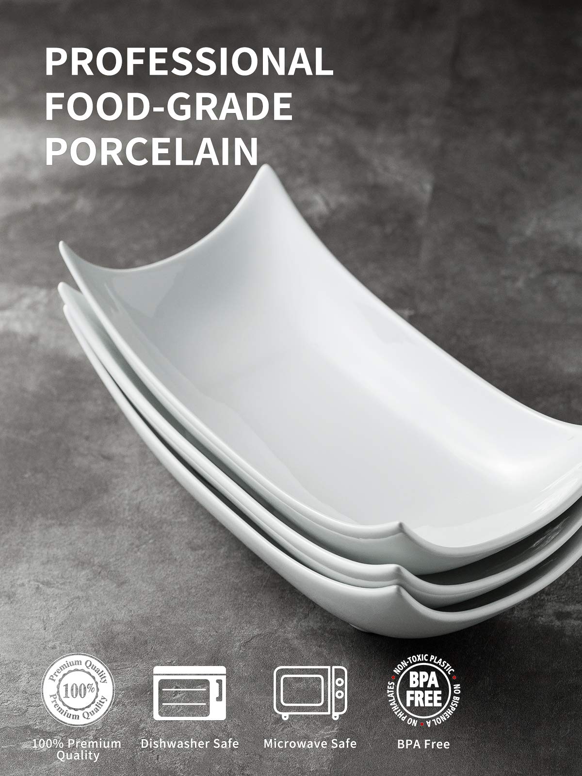 LAUCHUH microwave-safe porcelain platter, ideal for reheating meals without spills.