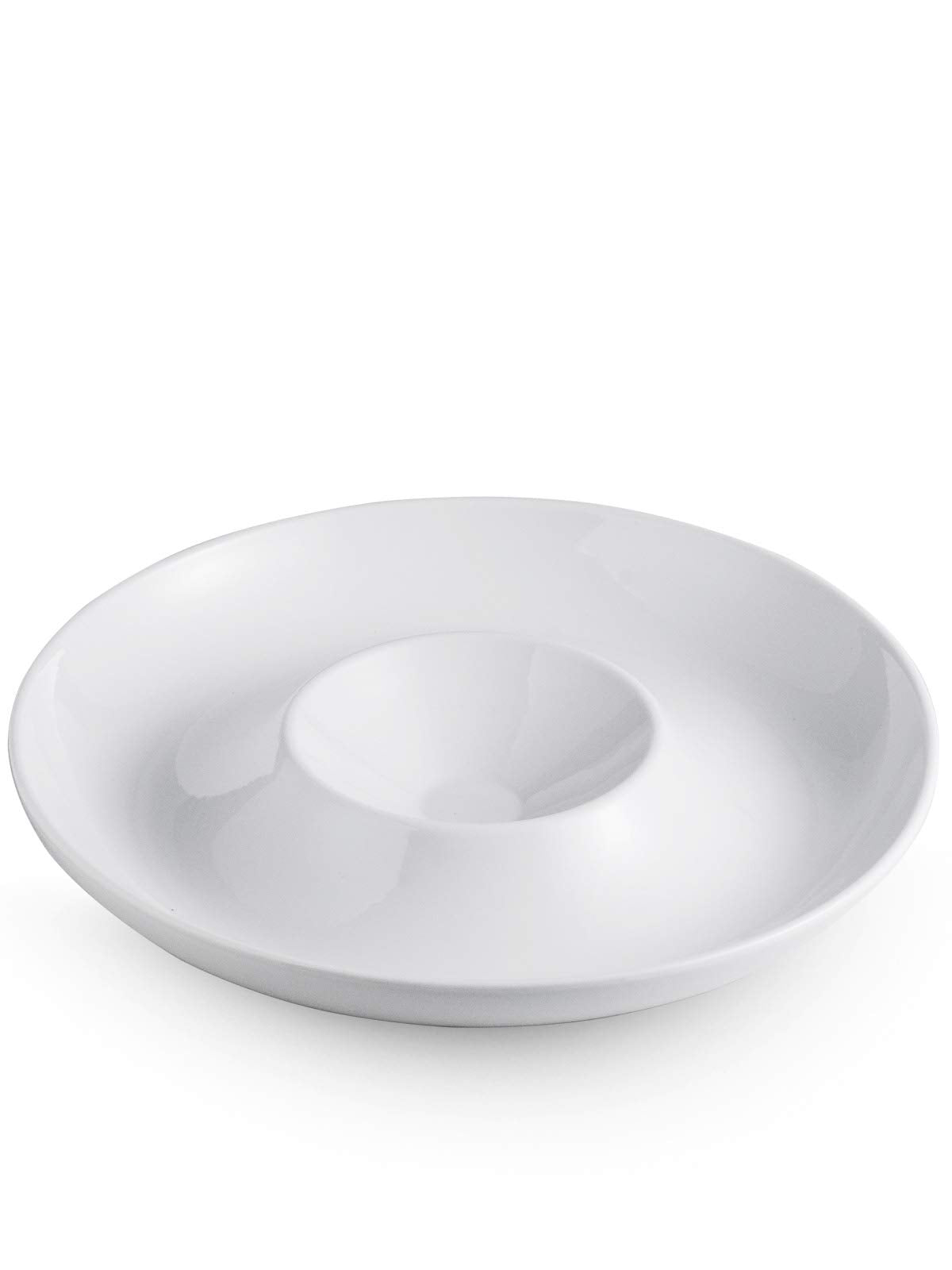 LAUCHUH porcelain chip & dip platter, 12-inch, divided for dips and snacks
