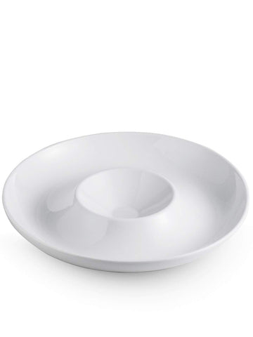 LAUCHUH porcelain chip & dip platter, 12-inch, divided for dips and snacks