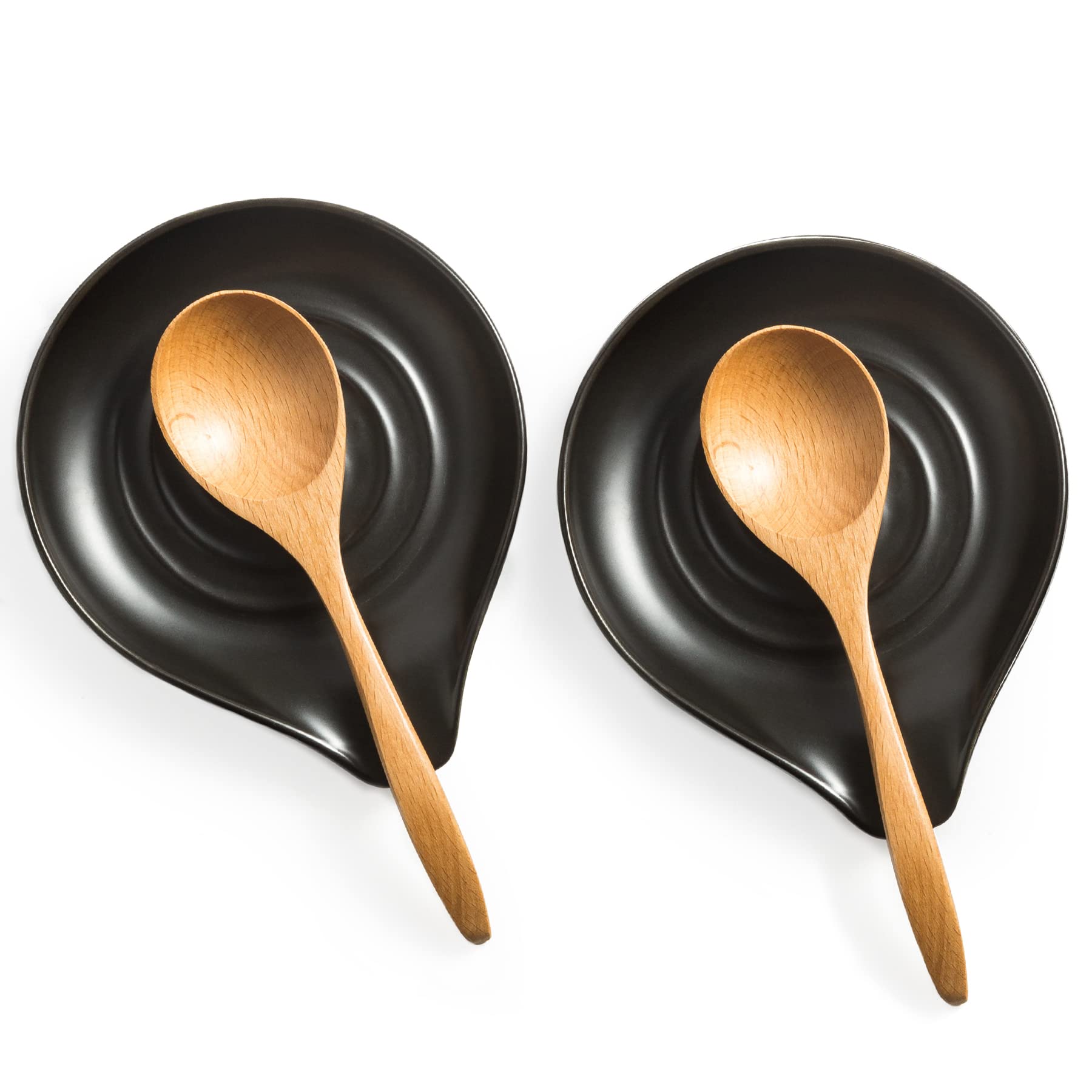 LAUCHUH spoon rest ceramic holder on stovetop keeps utensils tidy and drip-free.