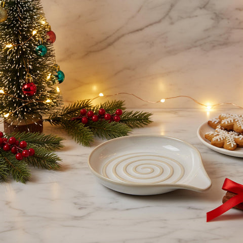 Versatile LAUCHUH spoon rest doubles as a small saucer for condiments.