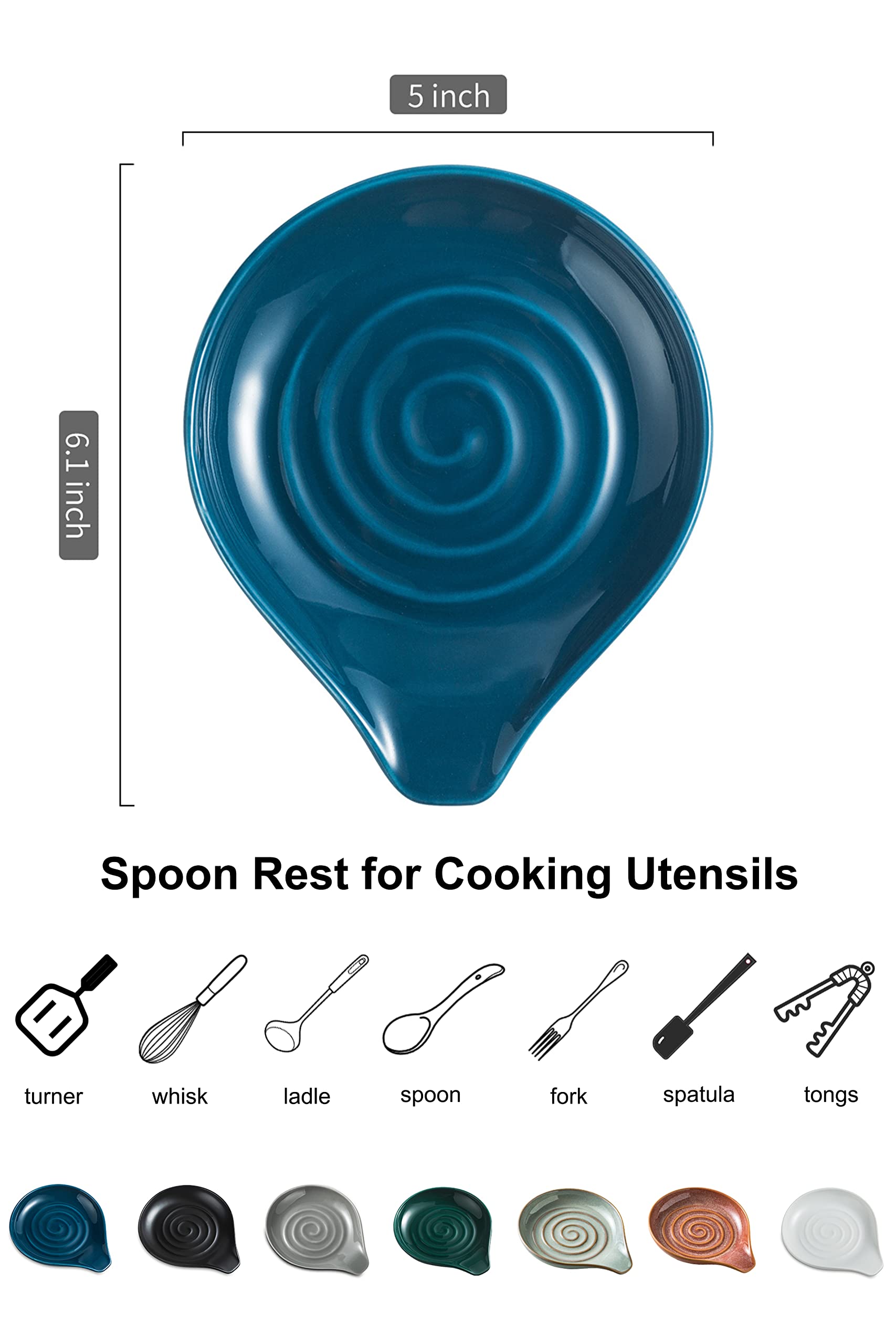 LAUCHUH spoon rest on countertop with swirl design enhances farmhouse look